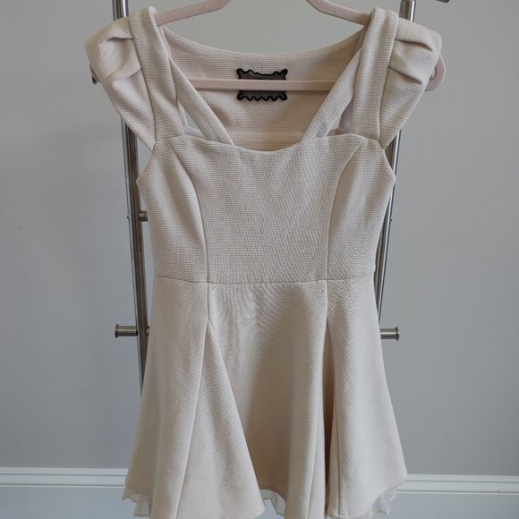 SNIDEL Size F Women's Sleeveless Lined Mini Dress Kawaii Cute Solid Ivory - Picture 1 of 6